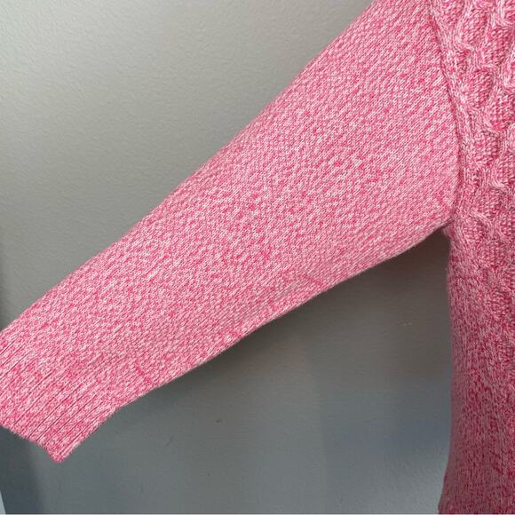 Talbots Pink Red Cable Knit Cotton Blend  Mock Neck Sweater 2X - Picture 4 of 9